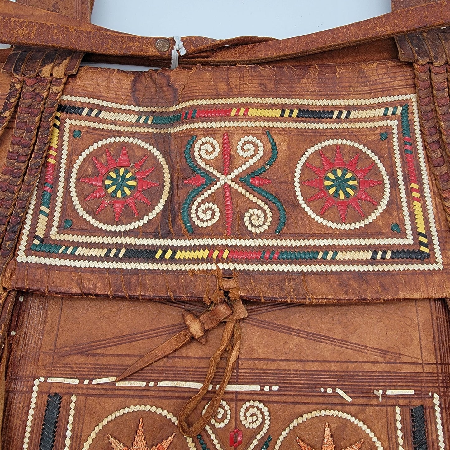 Vintage Tuareg Berber Leather Fringe Boho Crossbody Bag