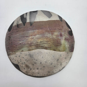 Vintage Signed Raku Pottery Bud Wall Vase With Abstract Earth-Tone Design