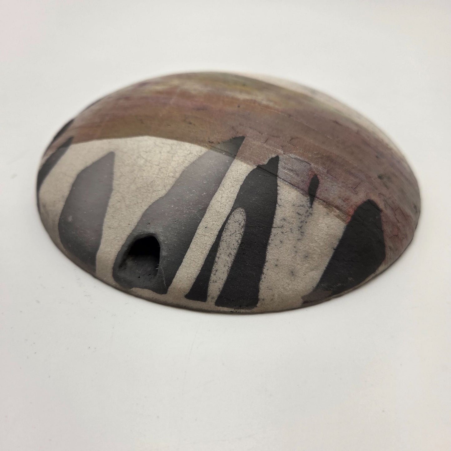 Vintage Signed Raku Pottery Bud Wall Vase With Abstract Earth-Tone Design