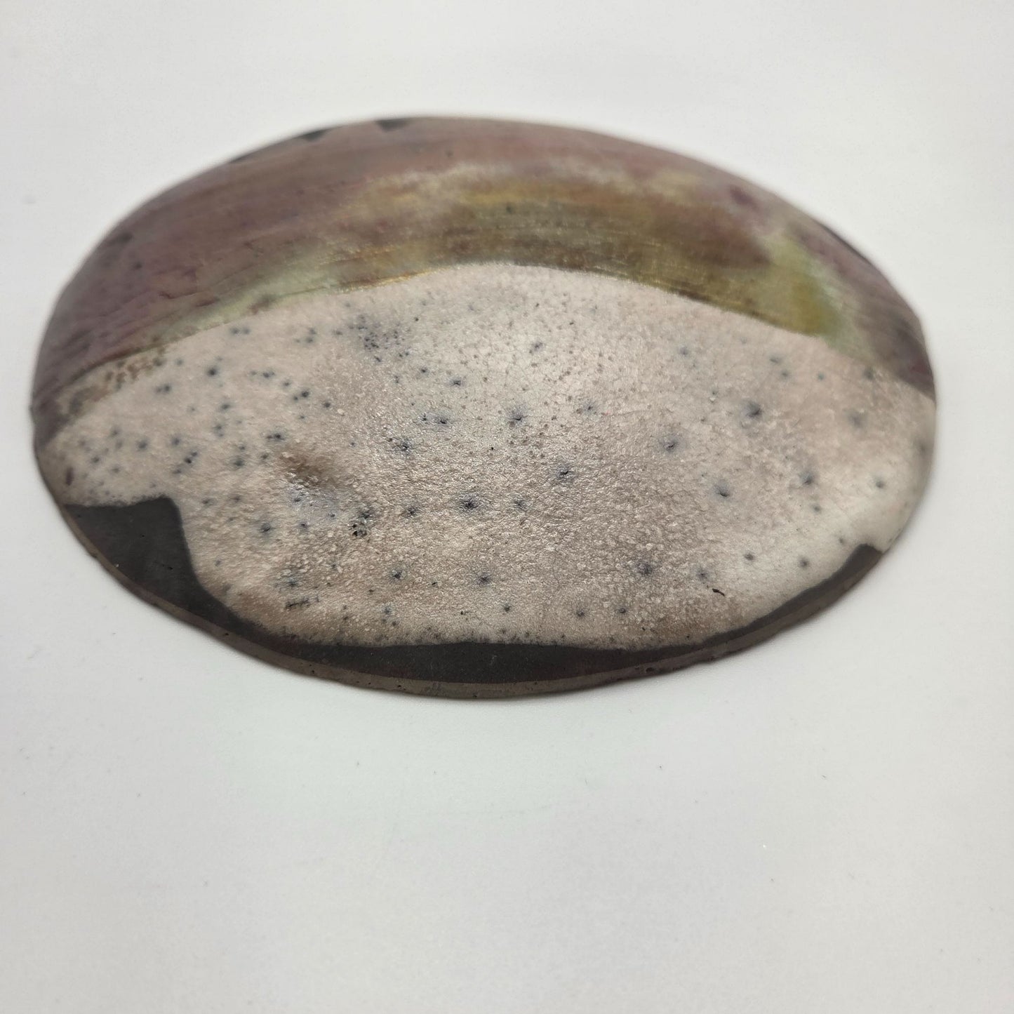 Vintage Signed Raku Pottery Bud Wall Vase With Abstract Earth-Tone Design
