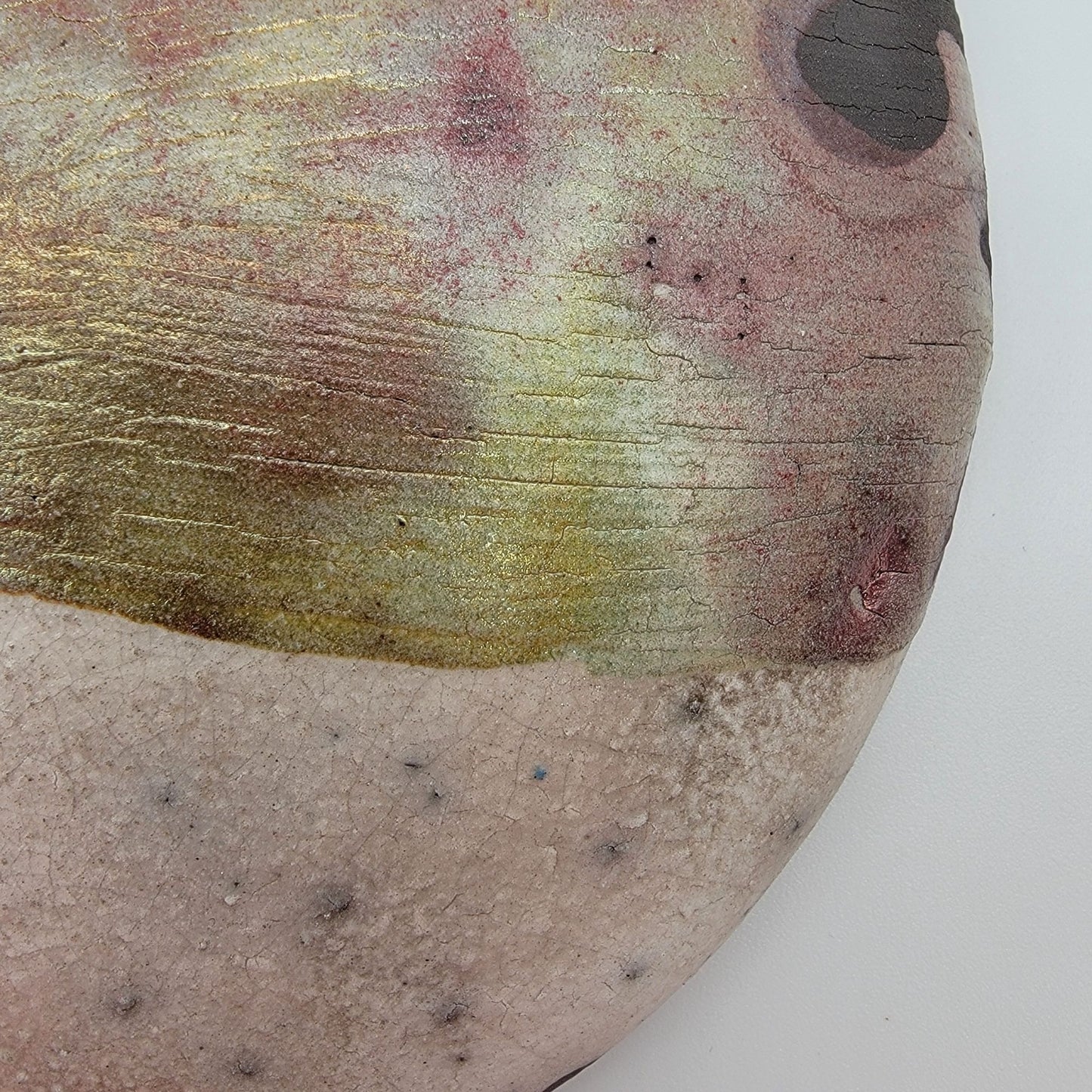 Vintage Signed Raku Pottery Bud Wall Vase With Abstract Earth-Tone Design