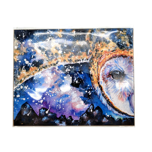 Phantom Of The Starry Foothills Barn Owl Art Print By Christina Baal COA 10" x 8"