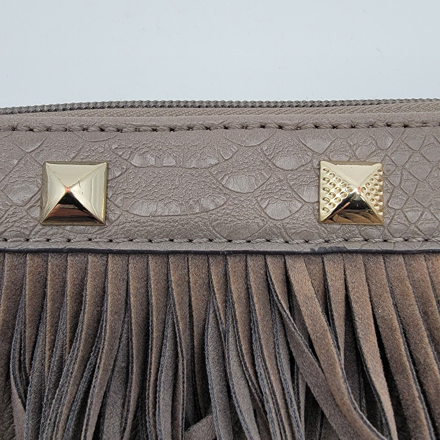 J Lo By Jennifer Lopez Gray Satchel Fringe Purse