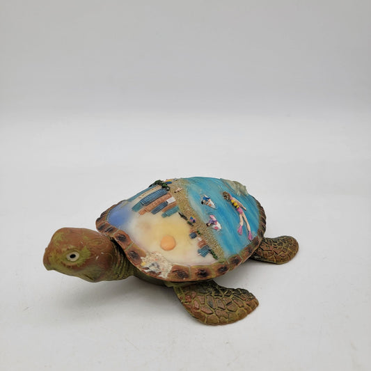 Hand-Painted Sea Turtle Beach Scene Trinket Box