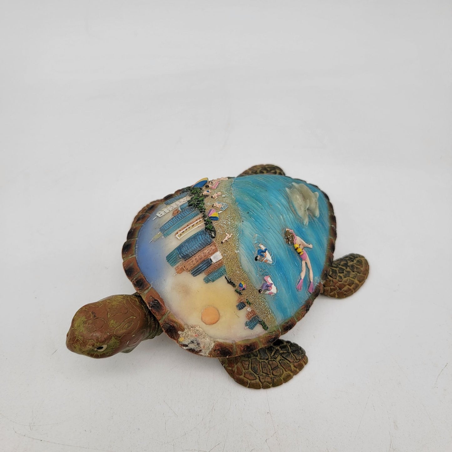 Hand-Painted Sea Turtle Beach Scene Trinket Box