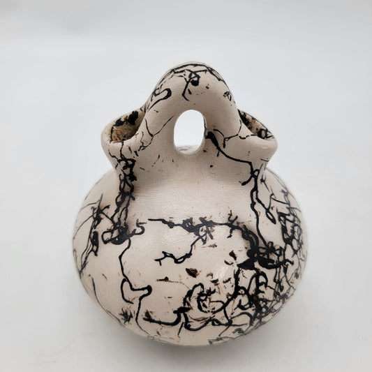 Vintage Navajo Horsehair Pottery Wedding Vase