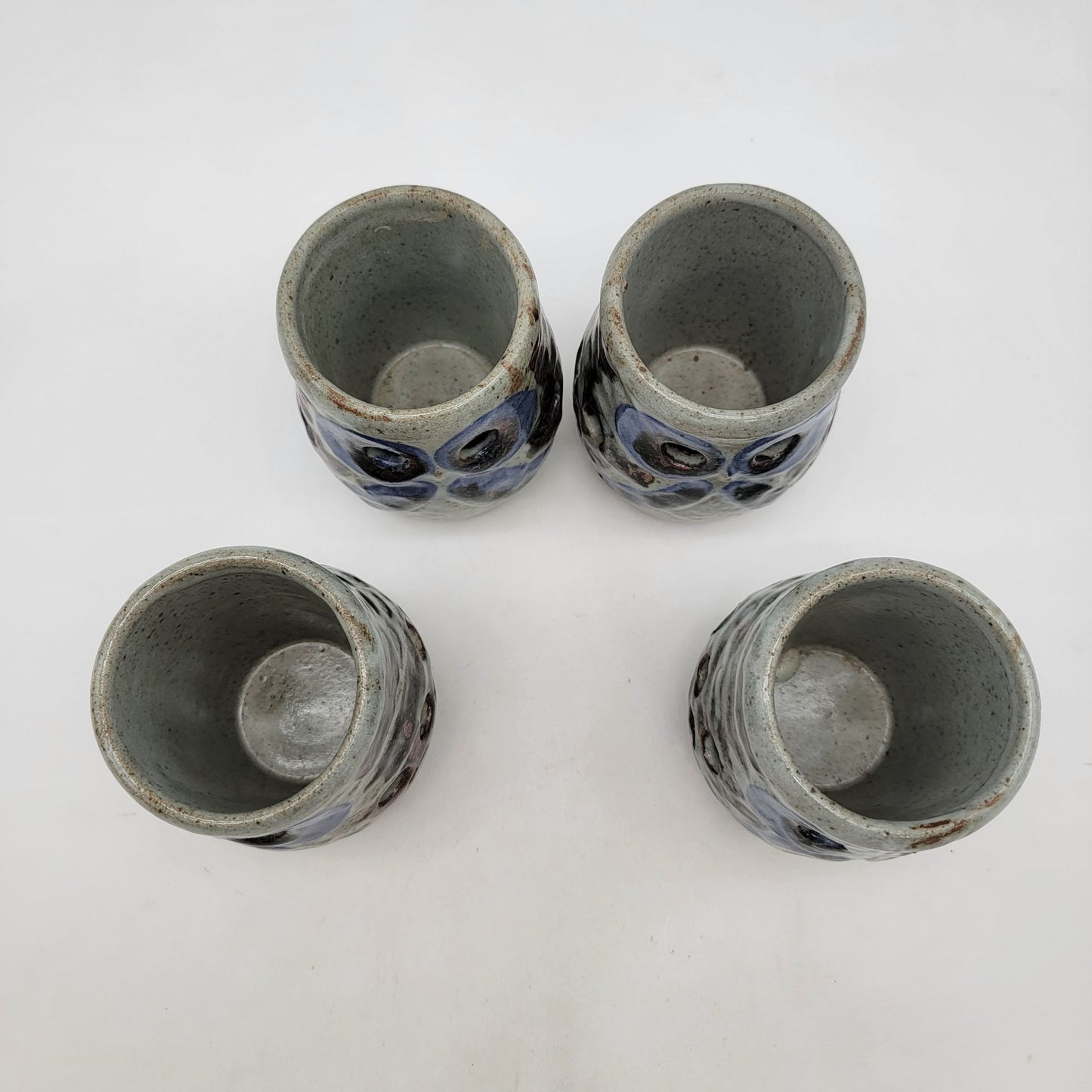 Set Of 4 Vintage Owl Art Pottery Cups