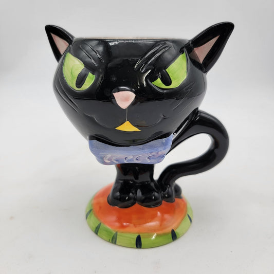Black Cat Mug With Tail Handle For Halloween Decor