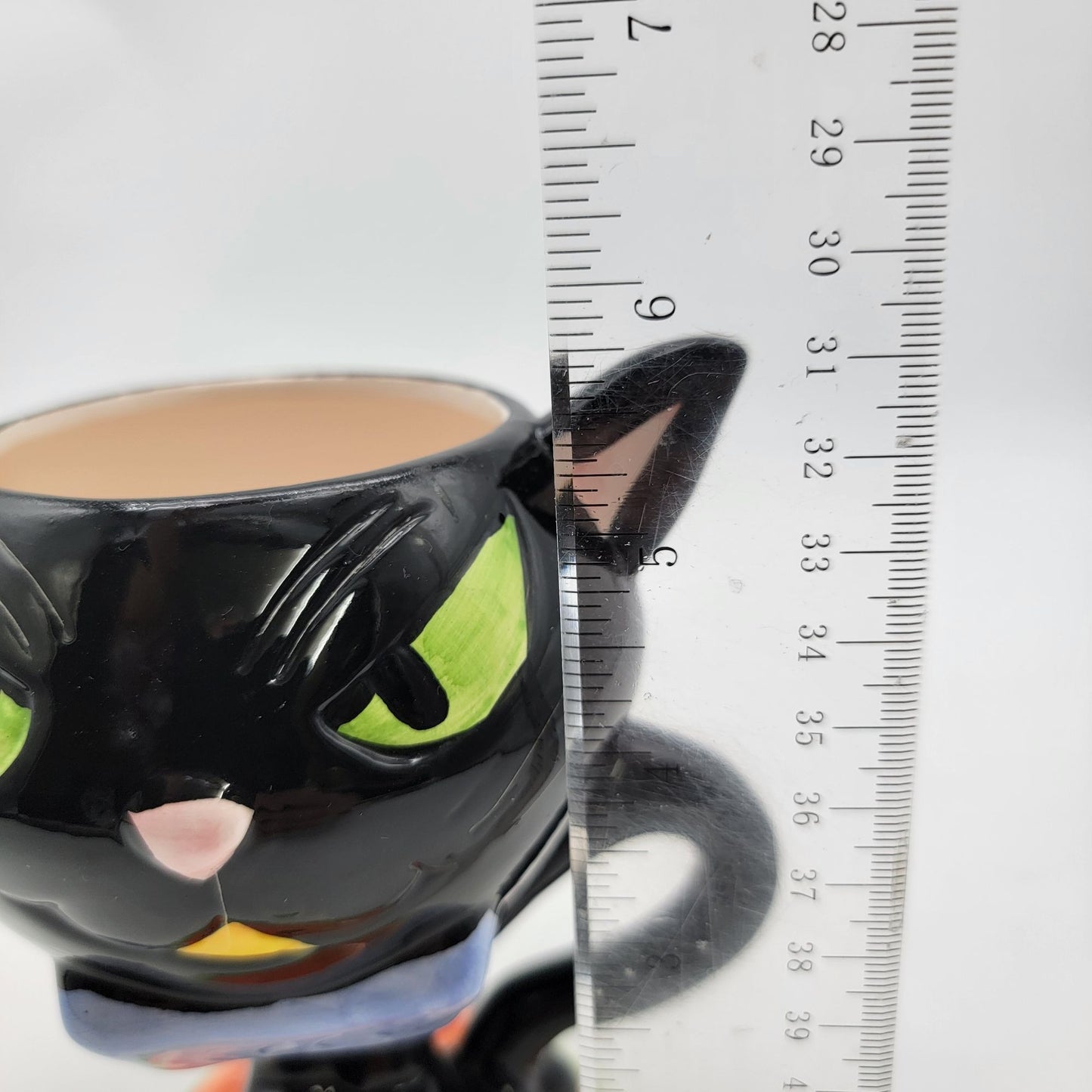 Black Cat Mug With Tail Handle For Halloween Decor