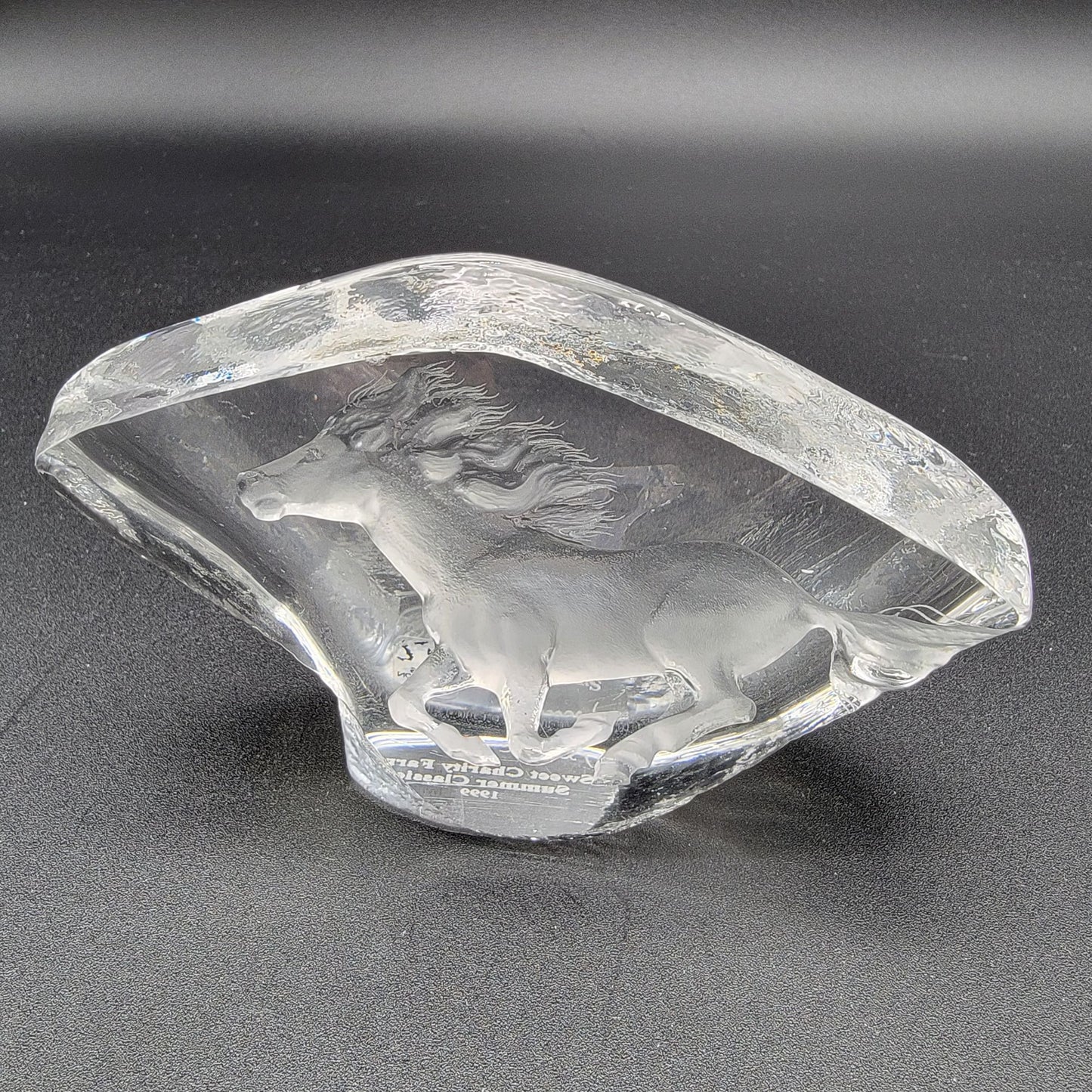 Mats Jonasson Crystal Running Horse Paperweight Trophy