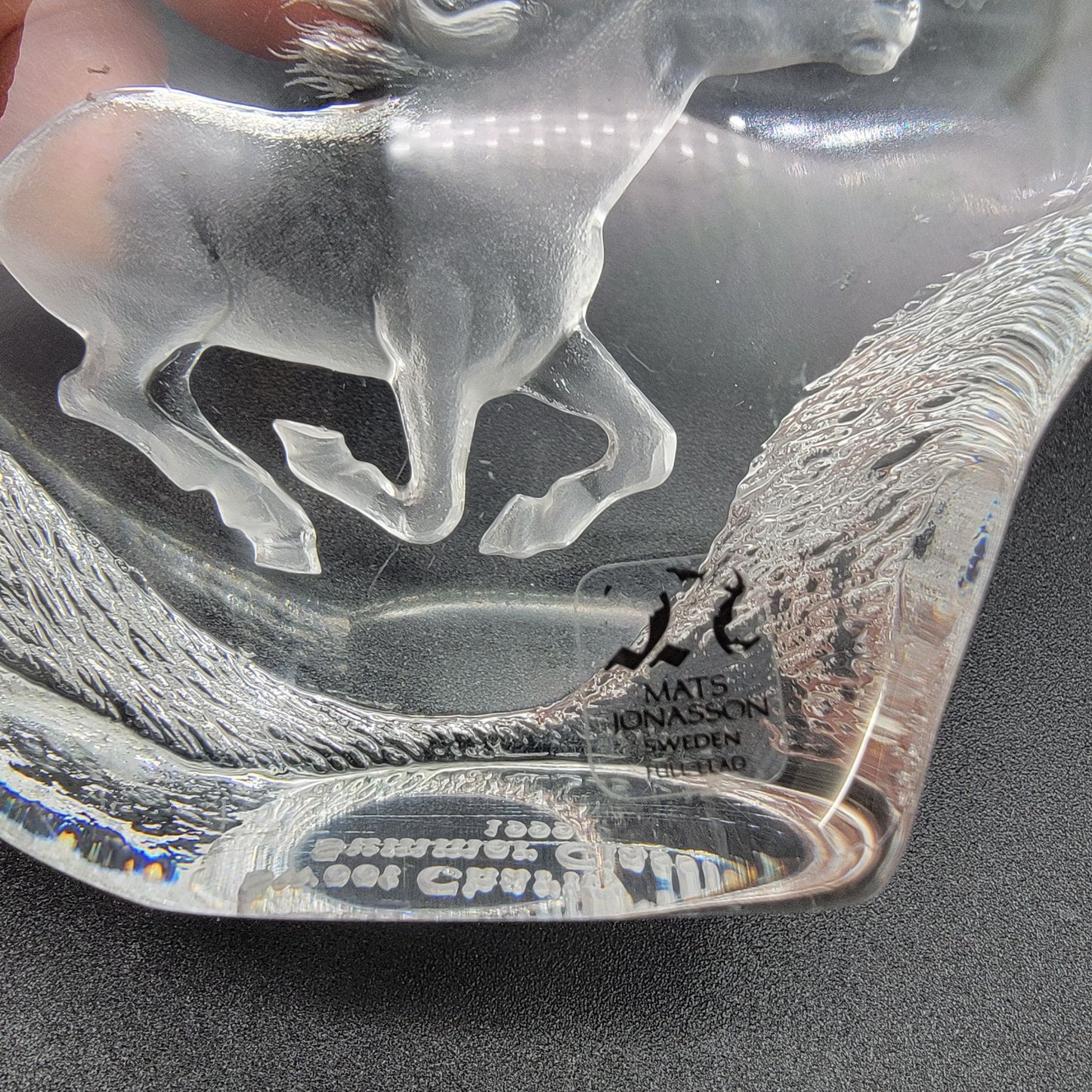 Mats Jonasson Crystal Running Horse Paperweight Trophy