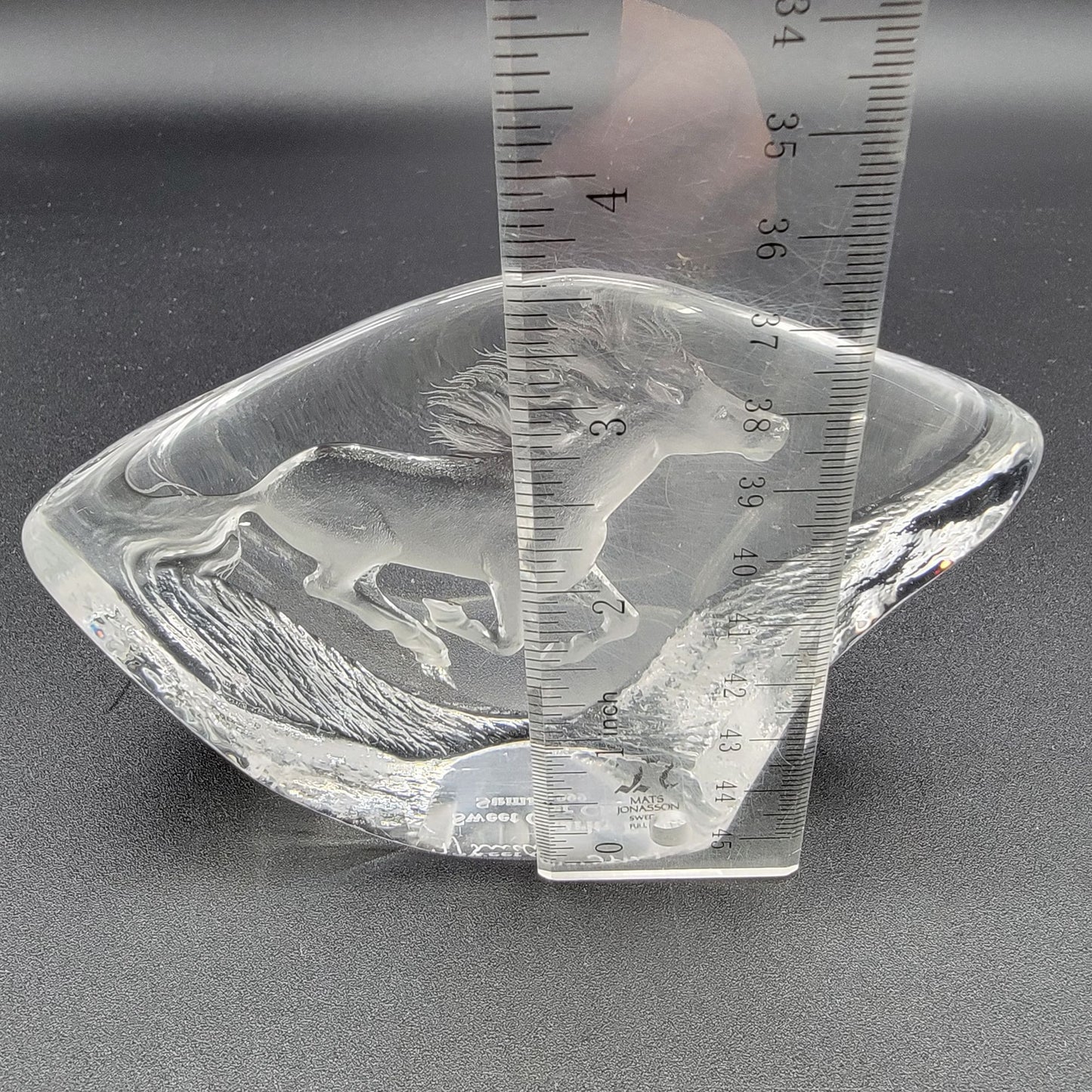 Mats Jonasson Crystal Running Horse Paperweight Trophy