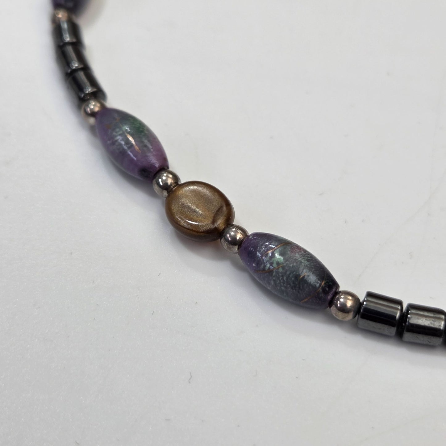 Hematite Gemstone Beaded Anklet / Bracelet 10"