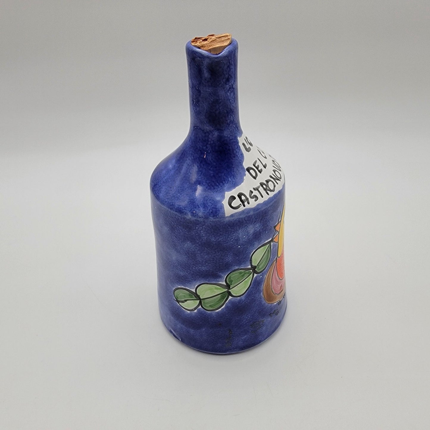 Nino Parrucca Hand-Painted Italian Terracotta Olive Oil Bottle Bird