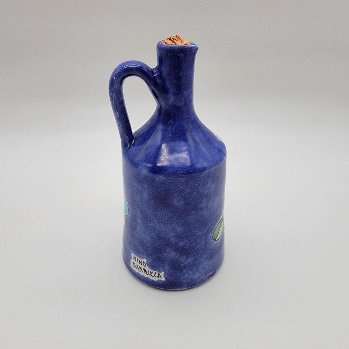 Nino Parrucca Hand-Painted Italian Terracotta Olive Oil Bottle Bird