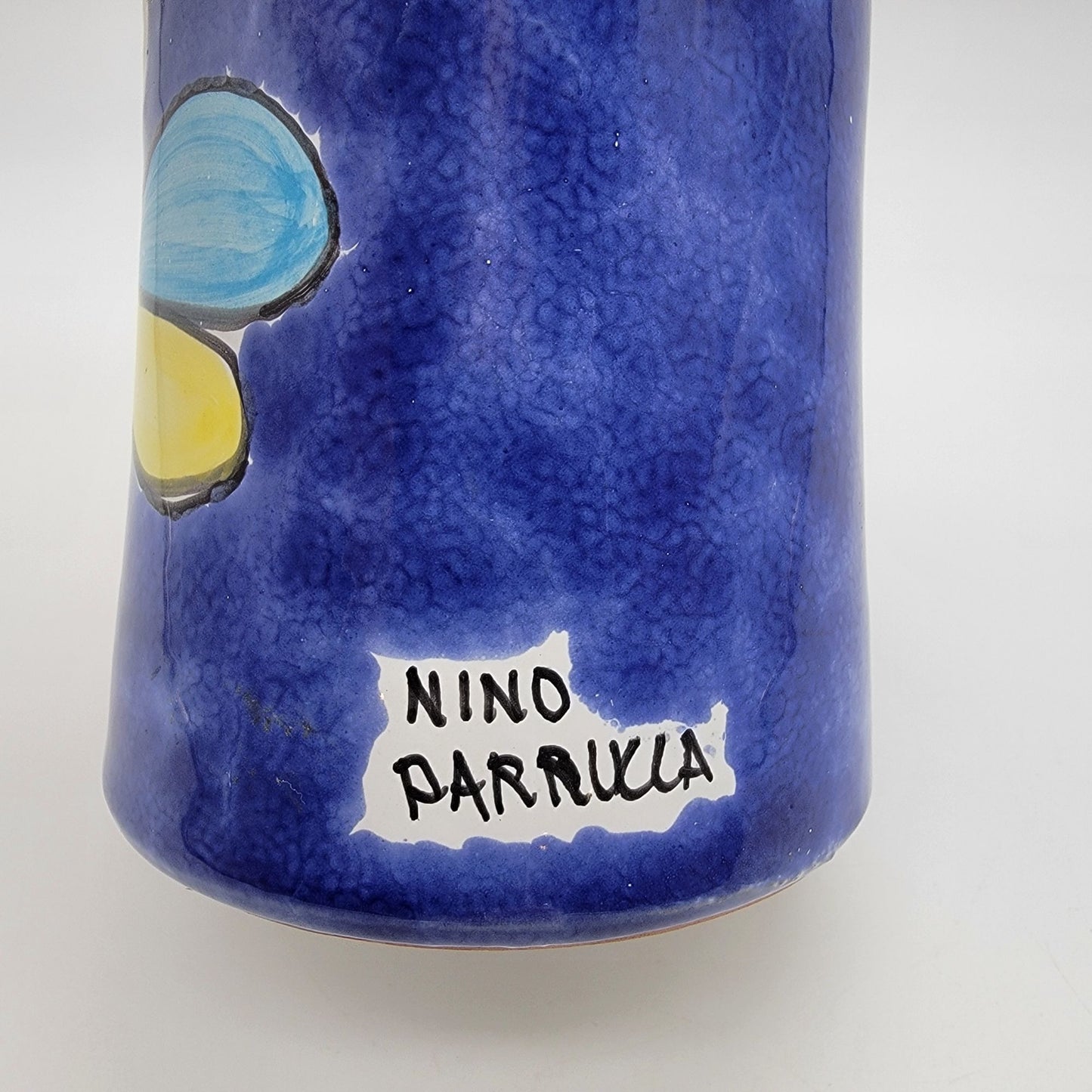 Nino Parrucca Hand-Painted Italian Terracotta Olive Oil Bottle Bird
