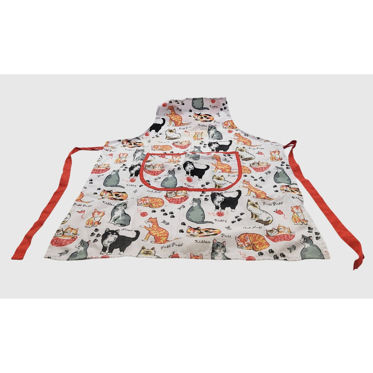 Cats Meow Full Bib Apron With Pocket Cat Print