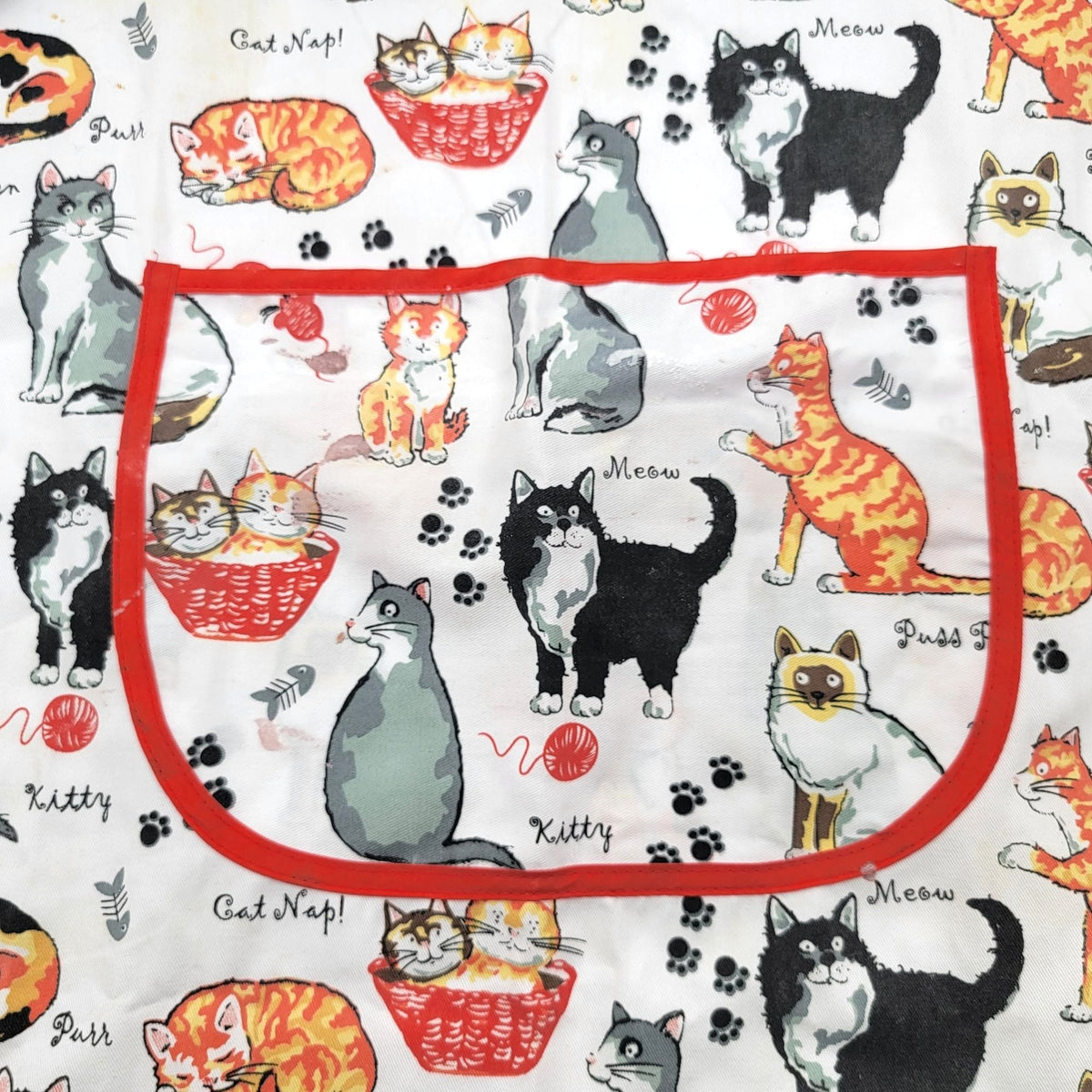 Cats Meow Full Bib Apron With Pocket Cat Print