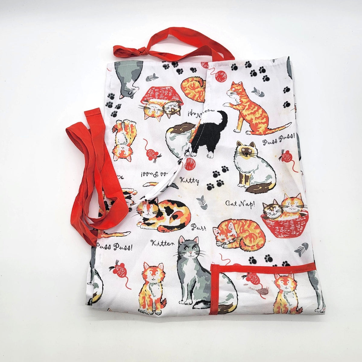 Cats Meow Full Bib Apron With Pocket Cat Print