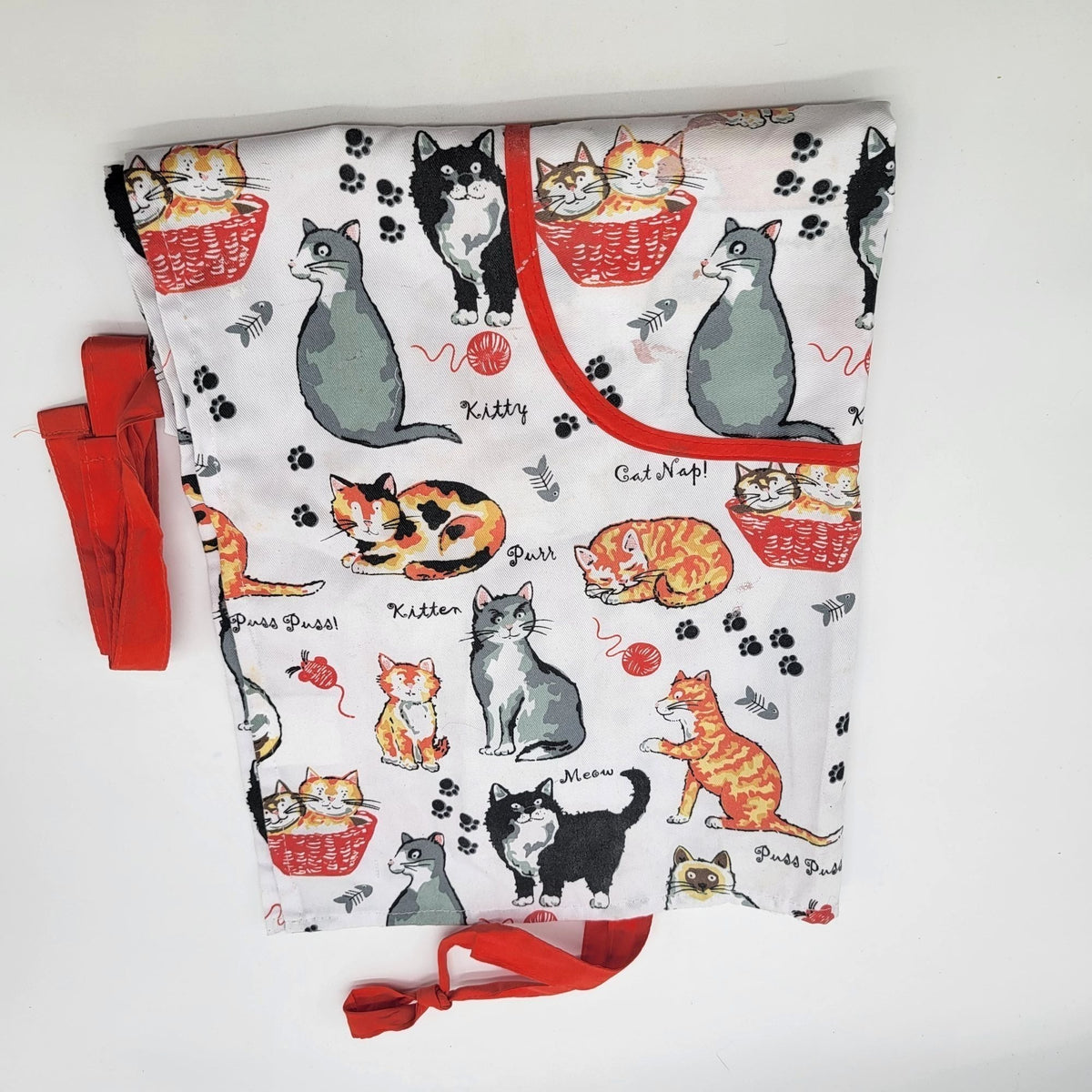 Cats Meow Full Bib Apron With Pocket Cat Print