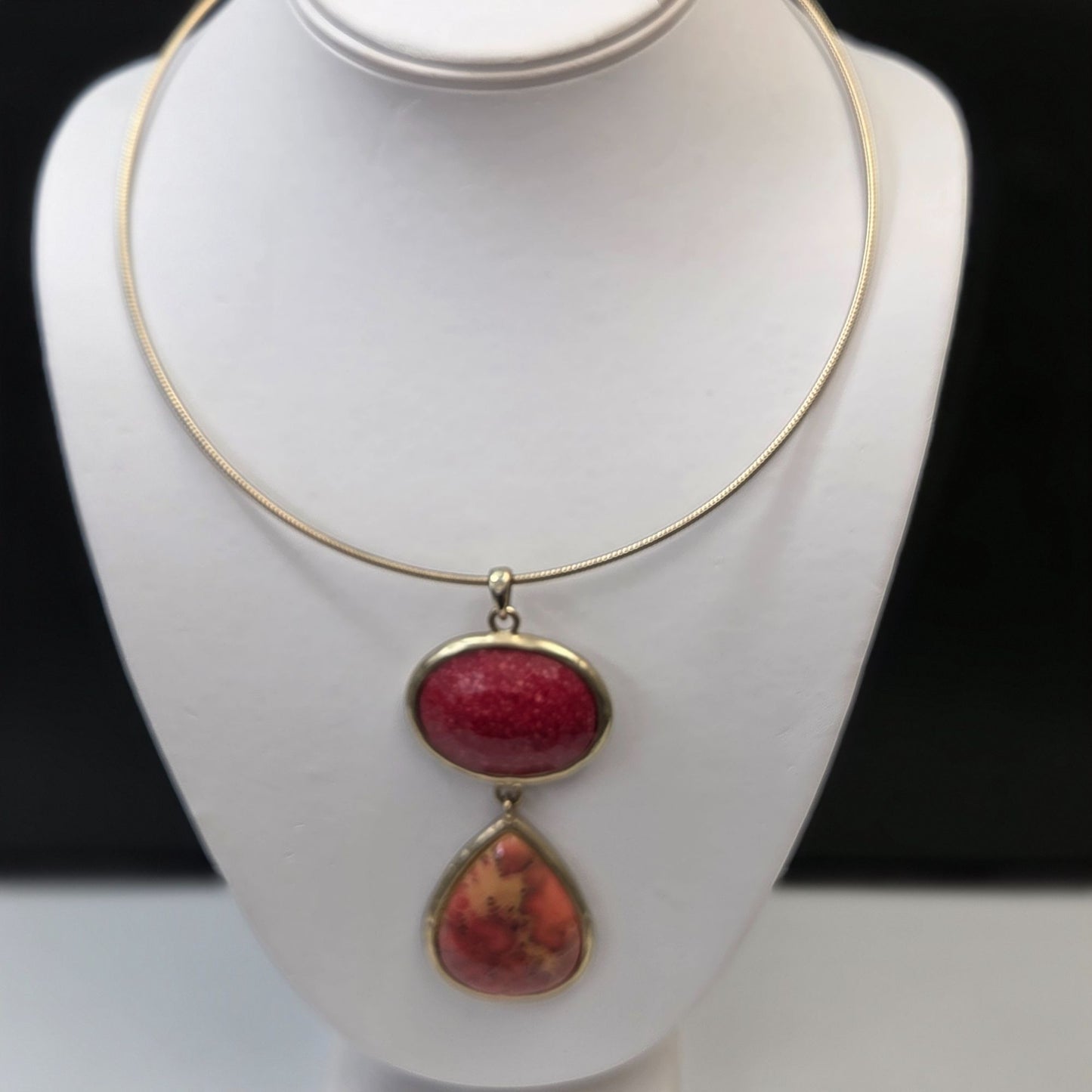 Chicos Birds Eye Jasper Pendant Necklace Ring & Earrings Set