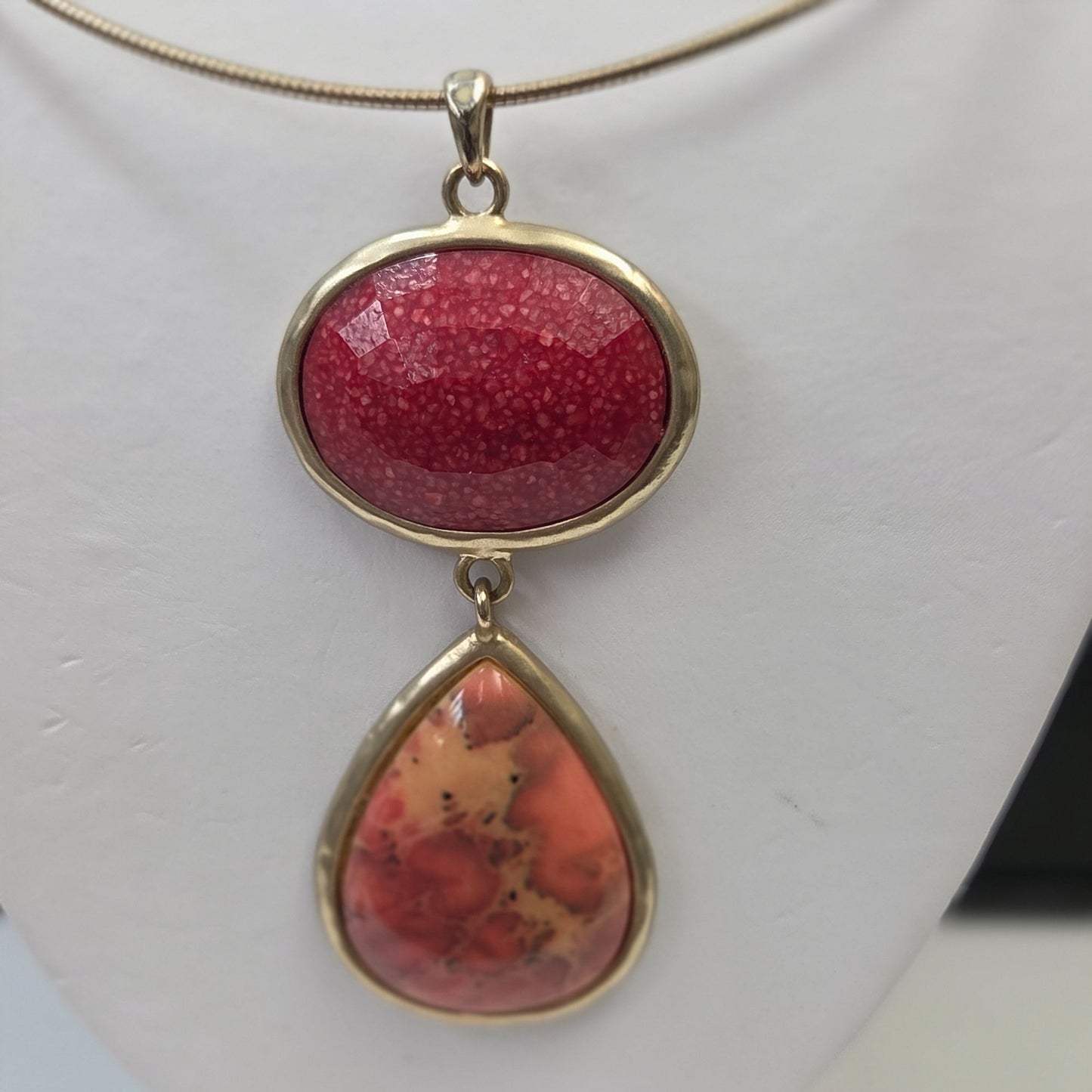 Chicos Birds Eye Jasper Pendant Necklace Ring & Earrings Set