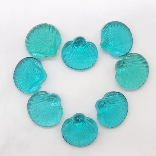 Vintage Blue Glass Seashells Set Of 8