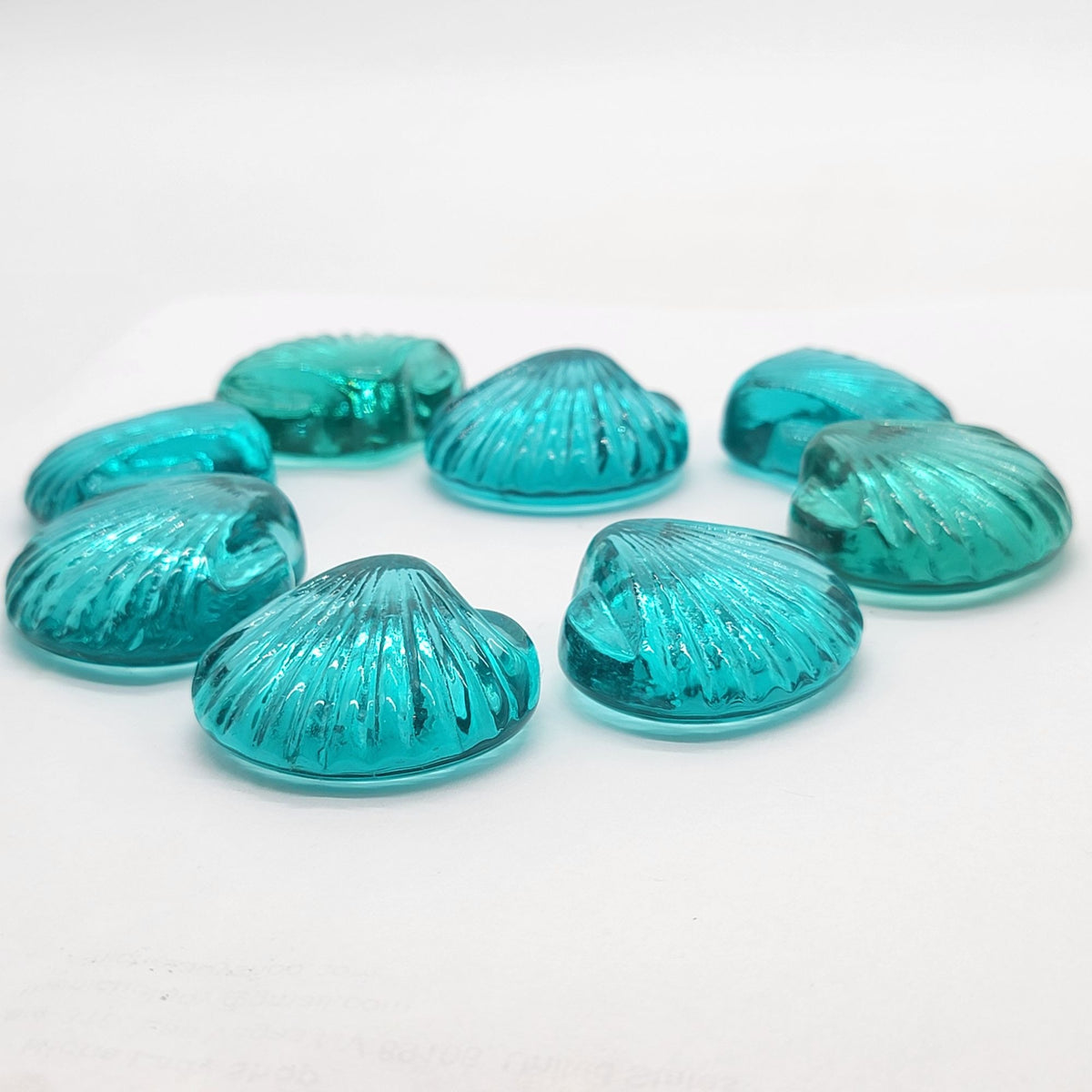 Vintage Blue Glass Seashells Set Of 8