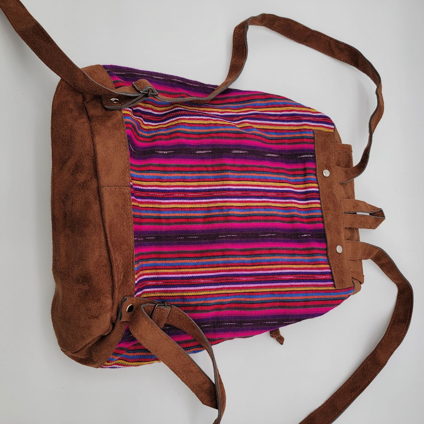 Handmade Guatemalan Floral Embroidered Leather Backpack