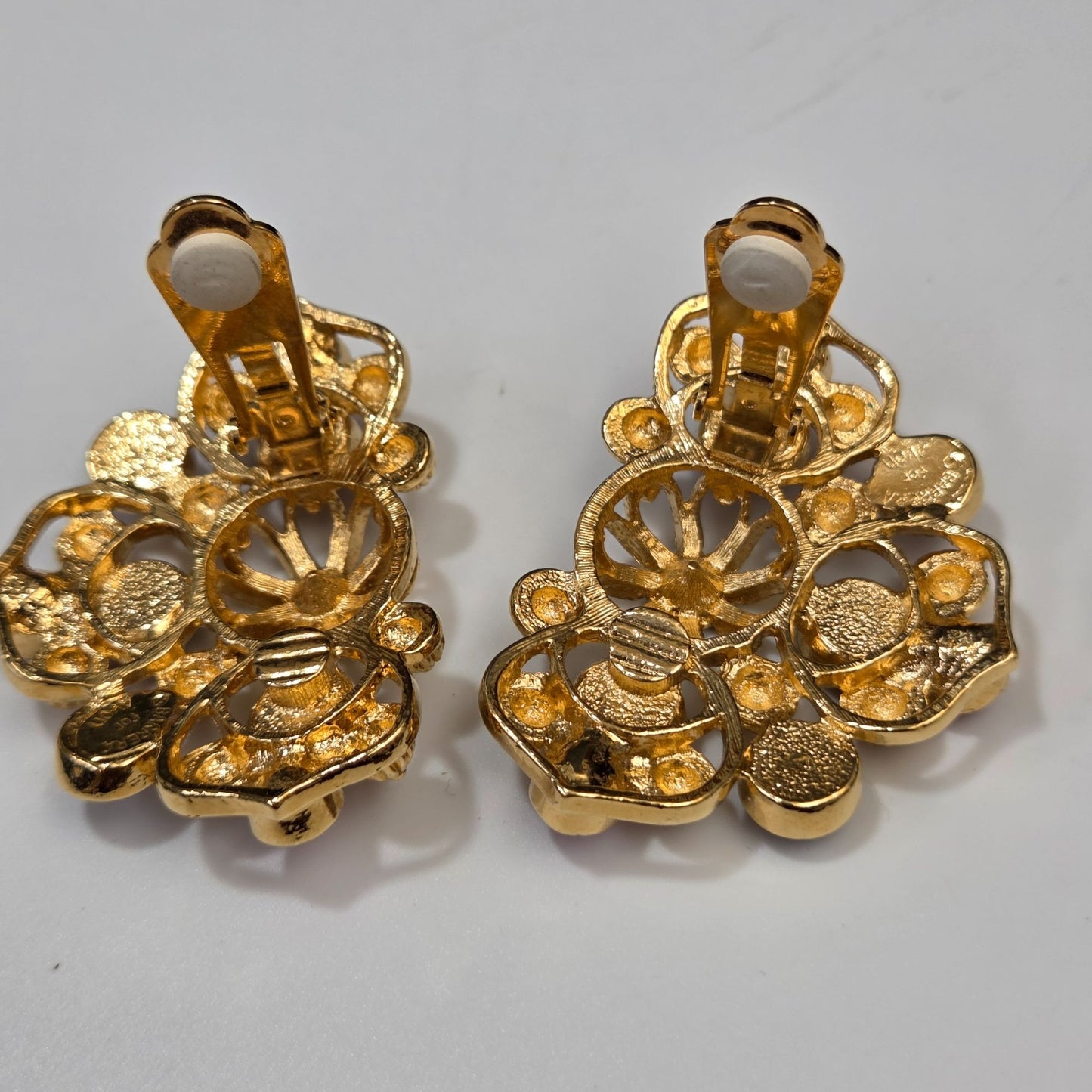 Vintage Barrera For Avon Clip-On Earrings With Pink Purple Rhinestones