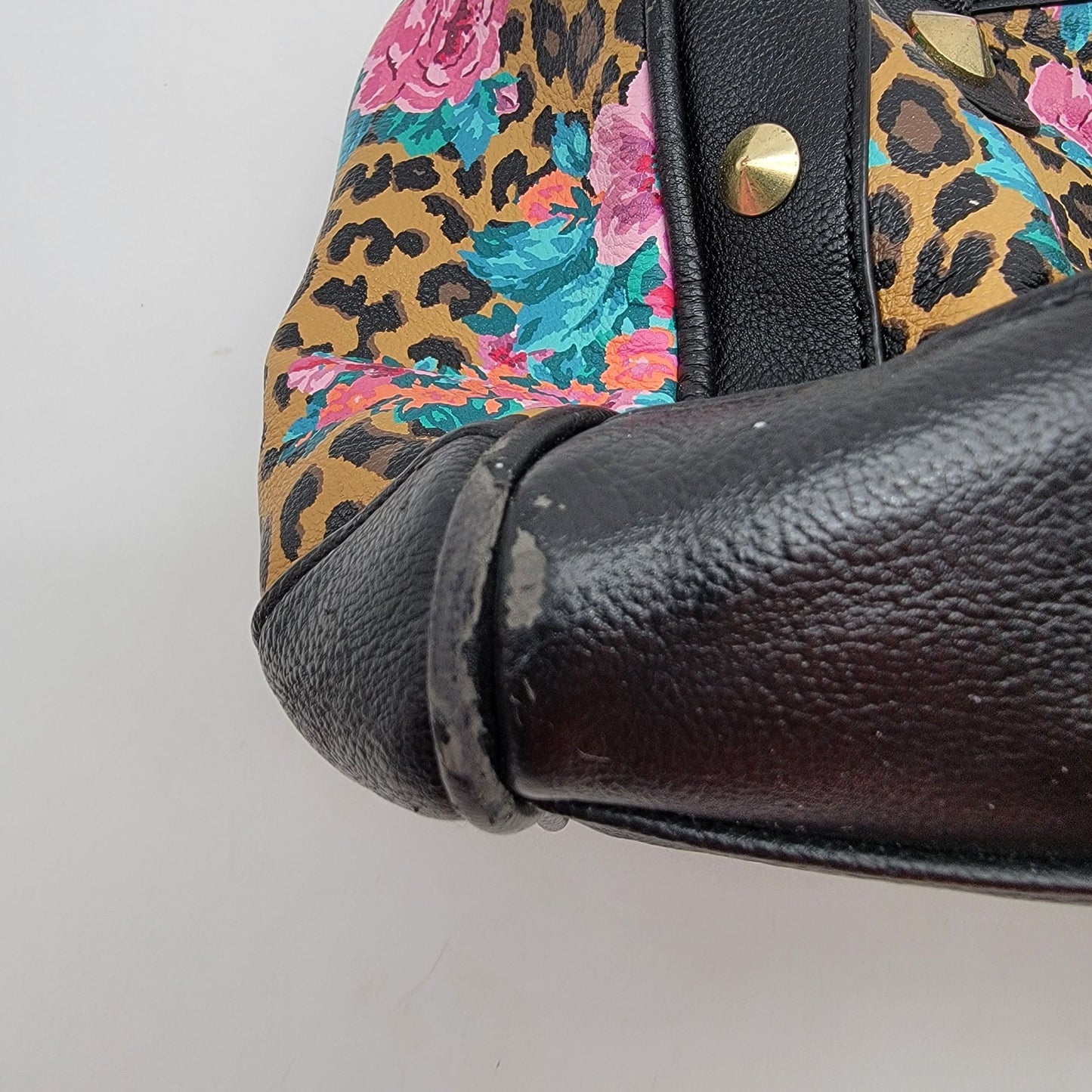 Betsey Johnson Leopard & Roses Satchel Purse