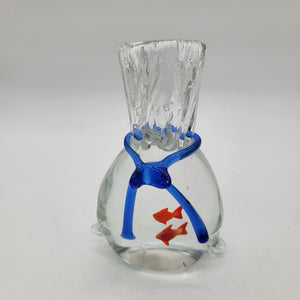 Vintage Art Glass Goldfish In A Bag Sculpture Paperweight