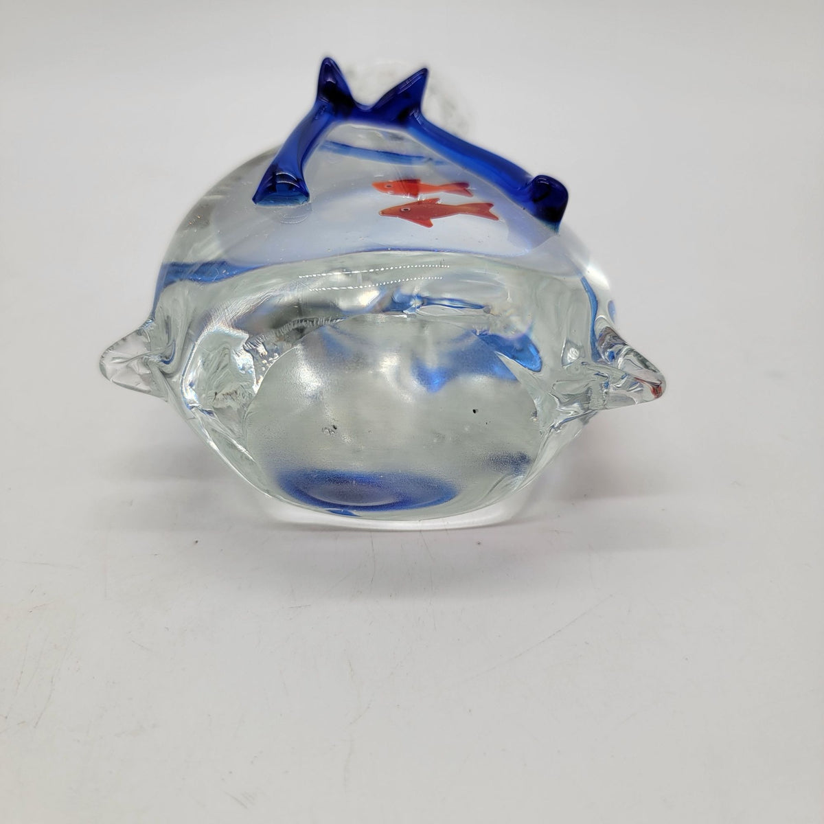 Vintage Art Glass Goldfish In A Bag Sculpture Paperweight