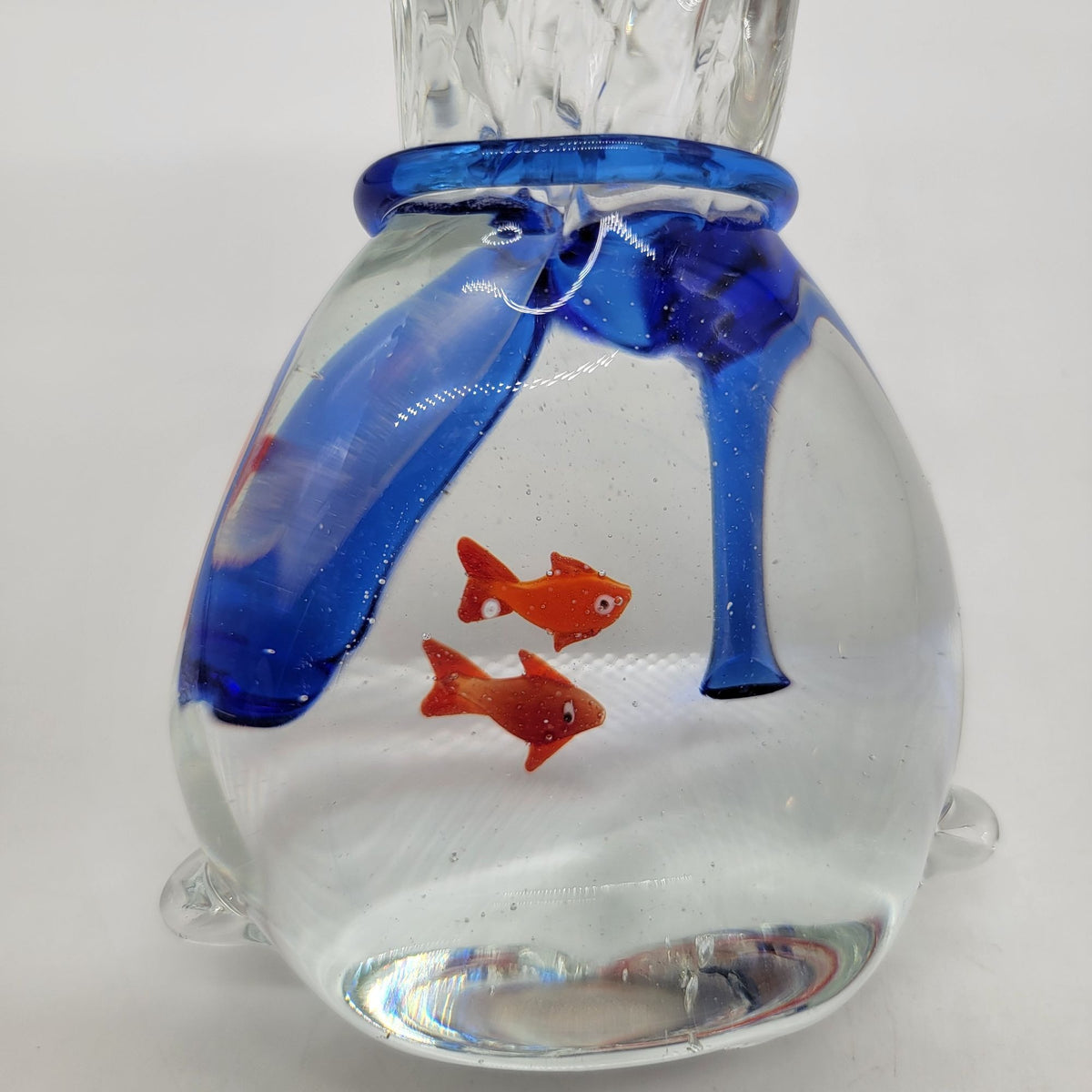 Vintage Art Glass Goldfish In A Bag Sculpture Paperweight