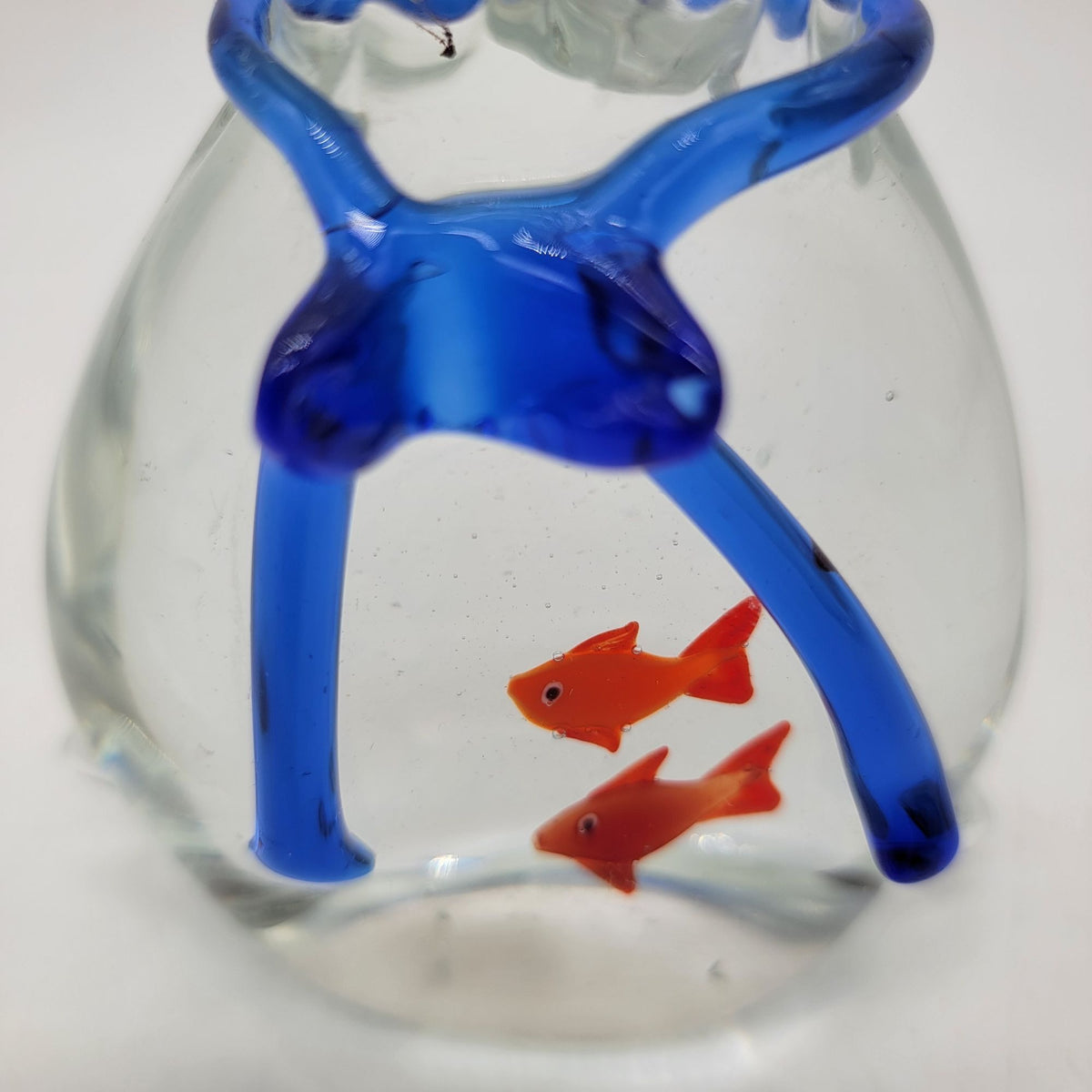 Vintage Art Glass Goldfish In A Bag Sculpture Paperweight