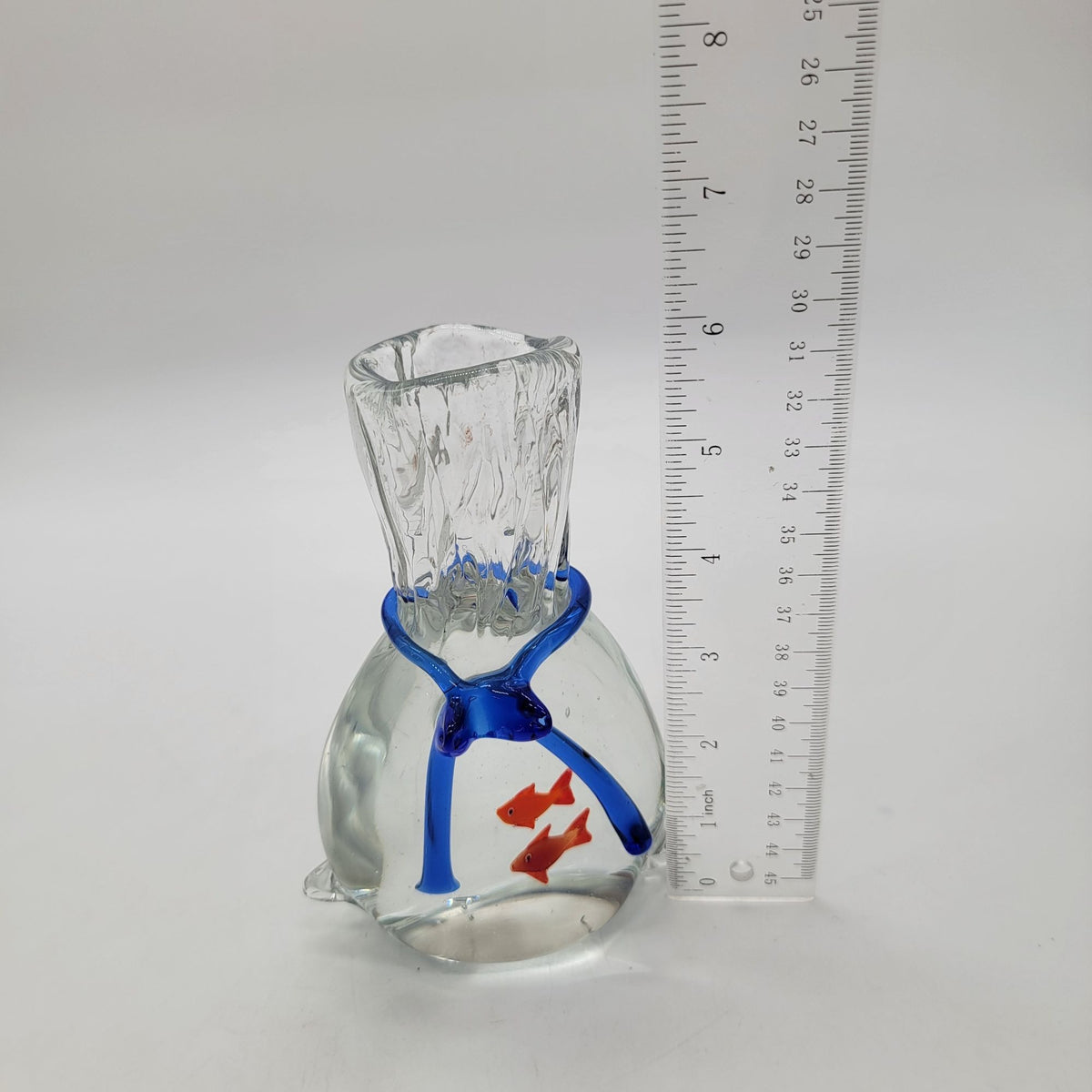 Vintage Art Glass Goldfish In A Bag Sculpture Paperweight