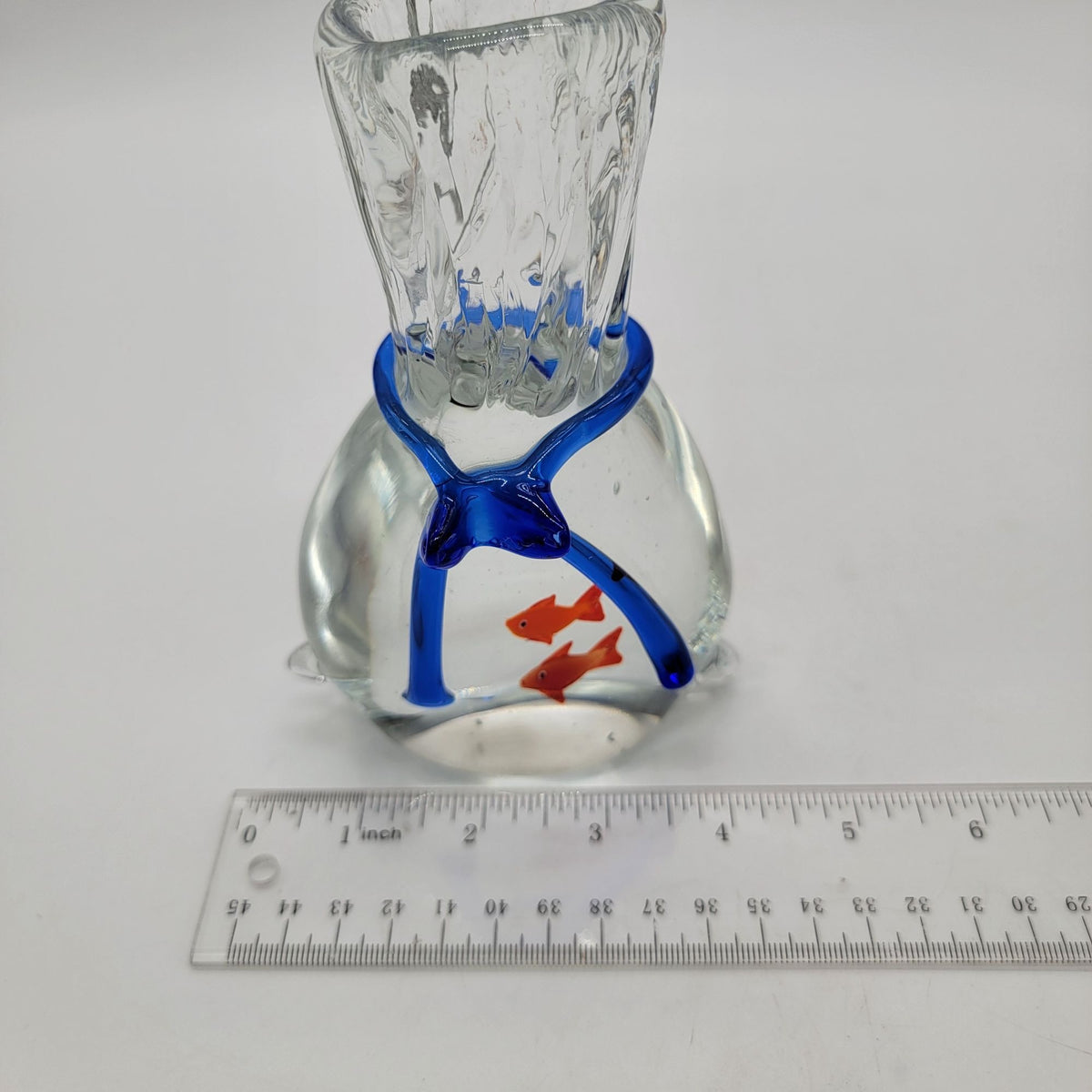 Vintage Art Glass Goldfish In A Bag Sculpture Paperweight
