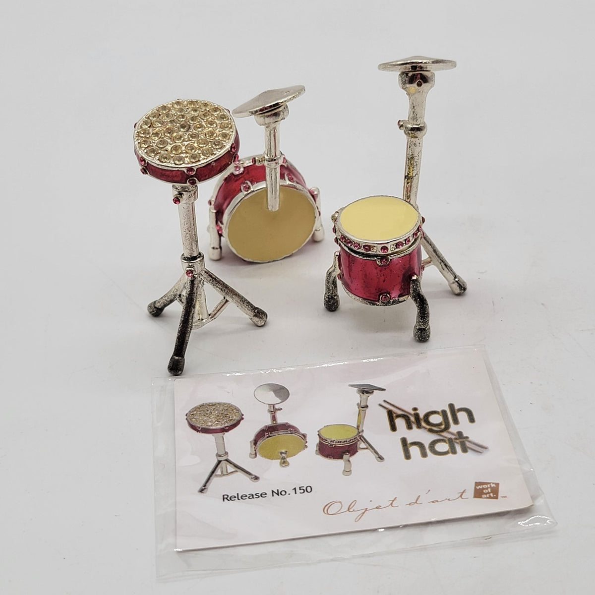 Objet d'art High Hat 3 Pc Drum Kit Trinket Box No. 150