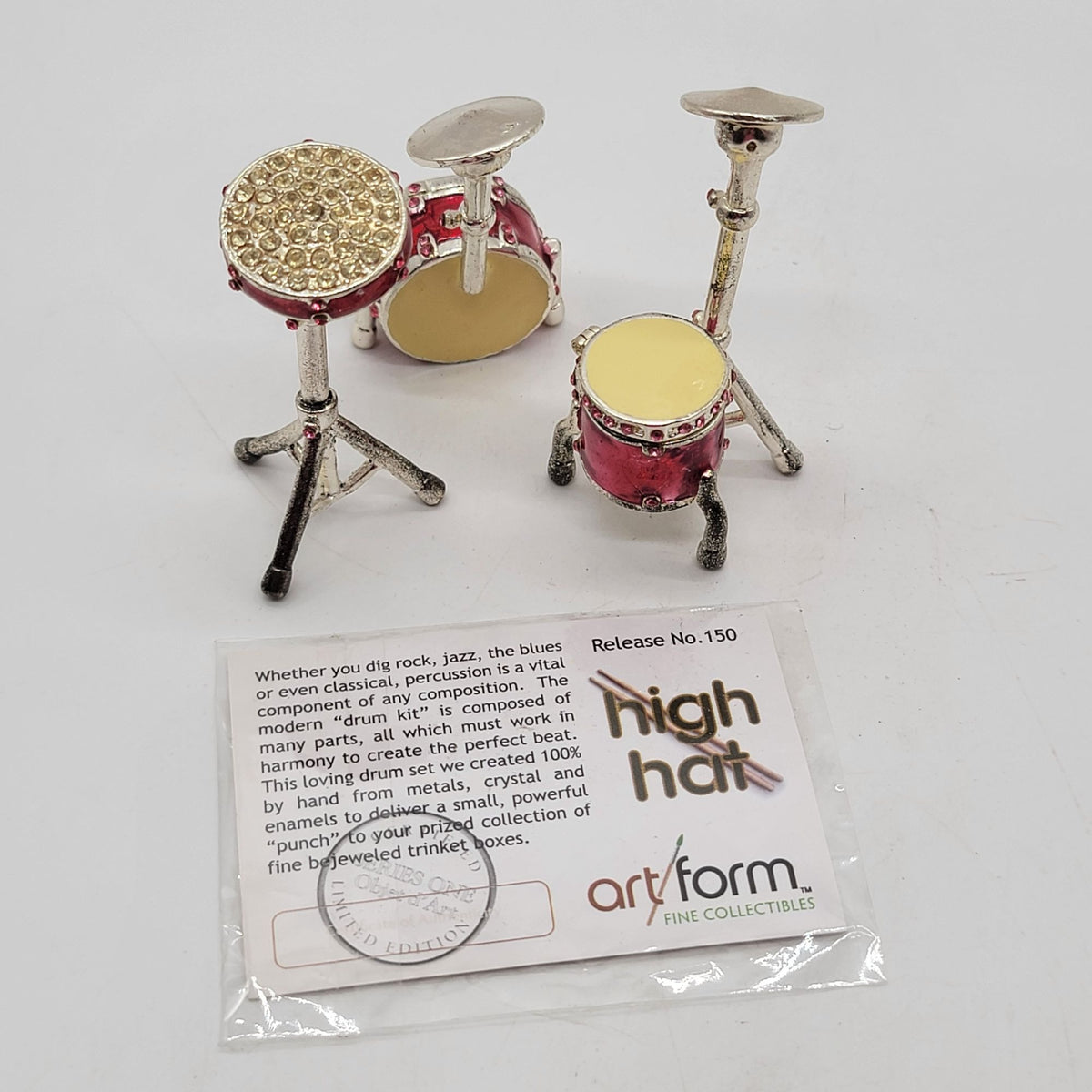 Objet d'art High Hat 3 Pc Drum Kit Trinket Box No. 150