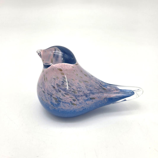 Art Glass Bird Sculpture Blue & Pink