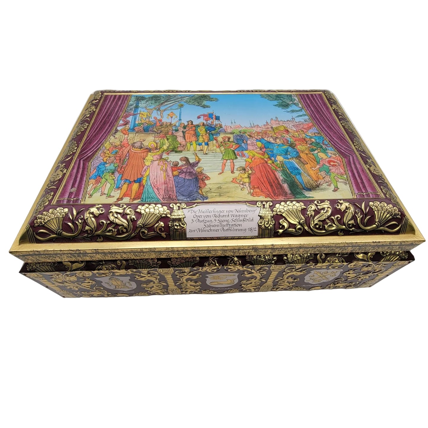 1997 Otto Schmidt Nuremberg German Gingerbread Tin Box Richard Wagner Opera Scene