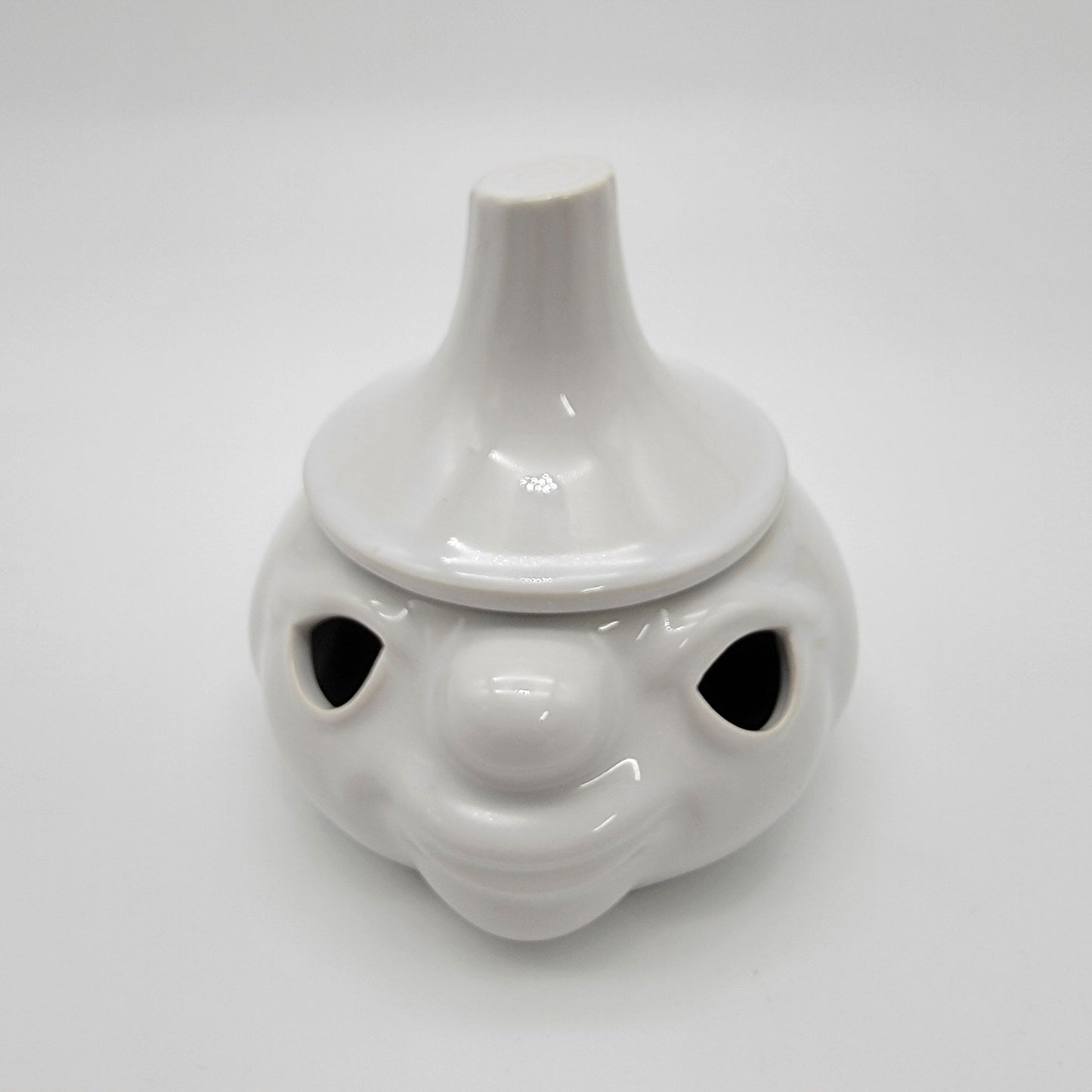 Anthropomorphic Face White Garlic Bulb Keeper Jar W/Lid