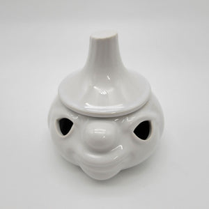 Anthropomorphic Face White Garlic Bulb Keeper Jar W/Lid