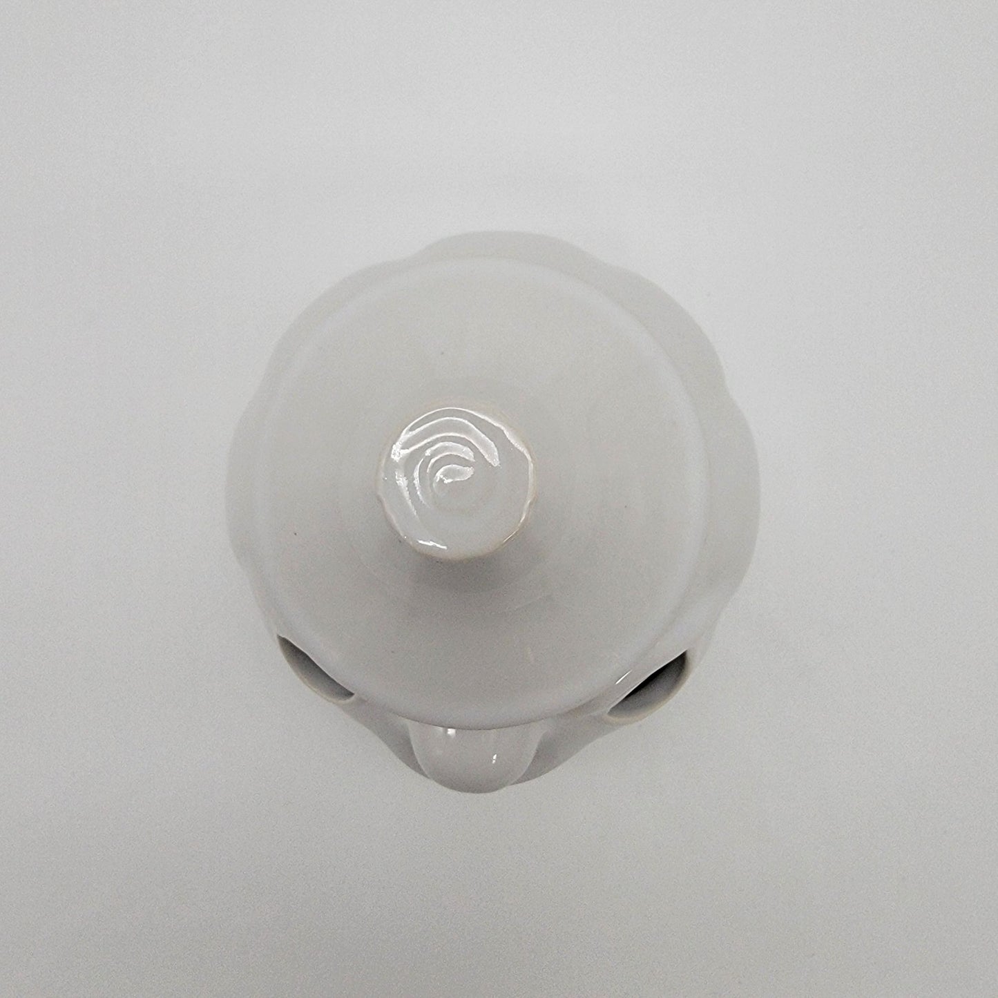 Anthropomorphic Face White Garlic Bulb Keeper Jar W/Lid