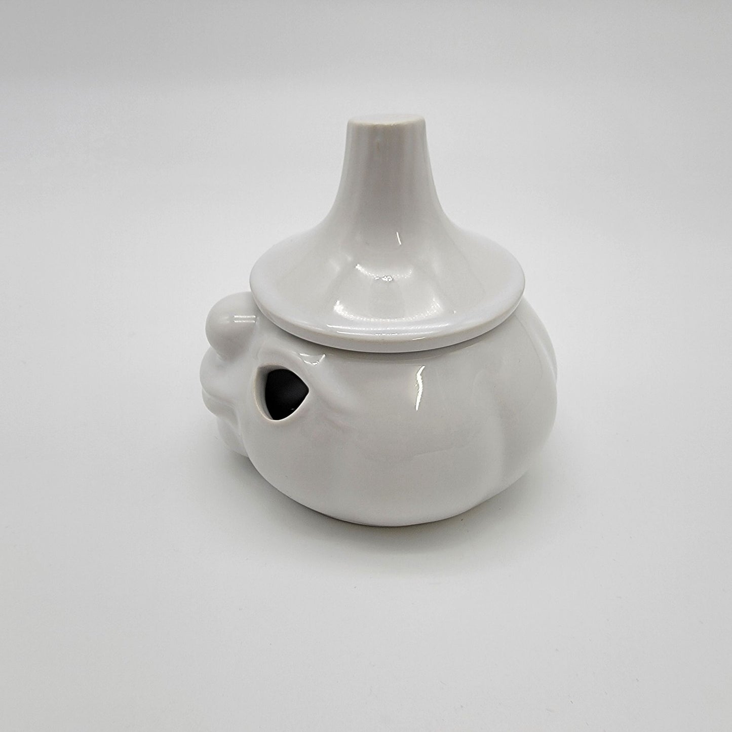 Anthropomorphic Face White Garlic Bulb Keeper Jar W/Lid