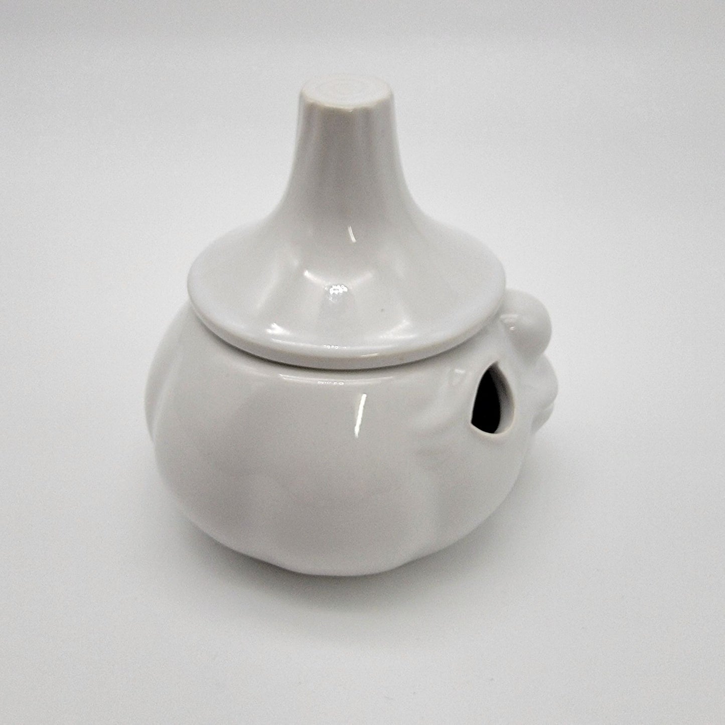 Anthropomorphic Face White Garlic Bulb Keeper Jar W/Lid