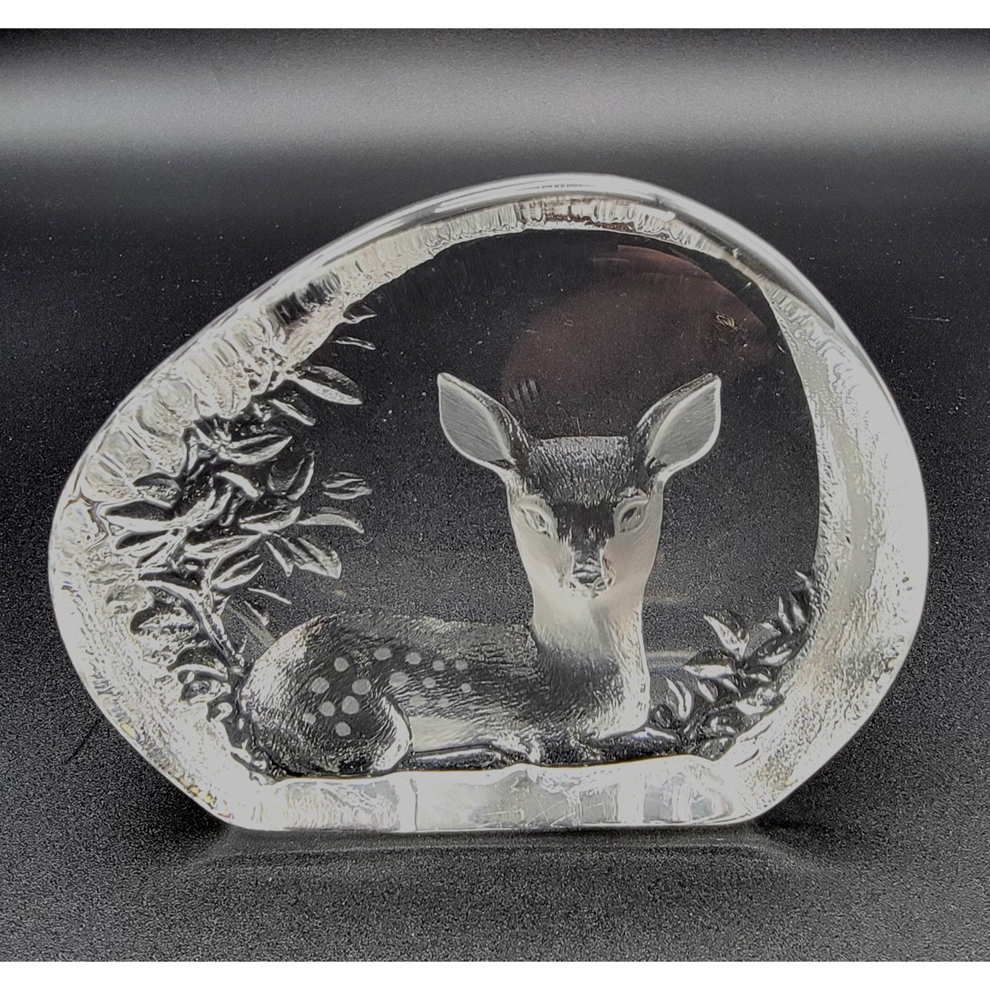 Mats Jonasson Crystal Fawn Deer Paperweight Signed M Jonasson 2280