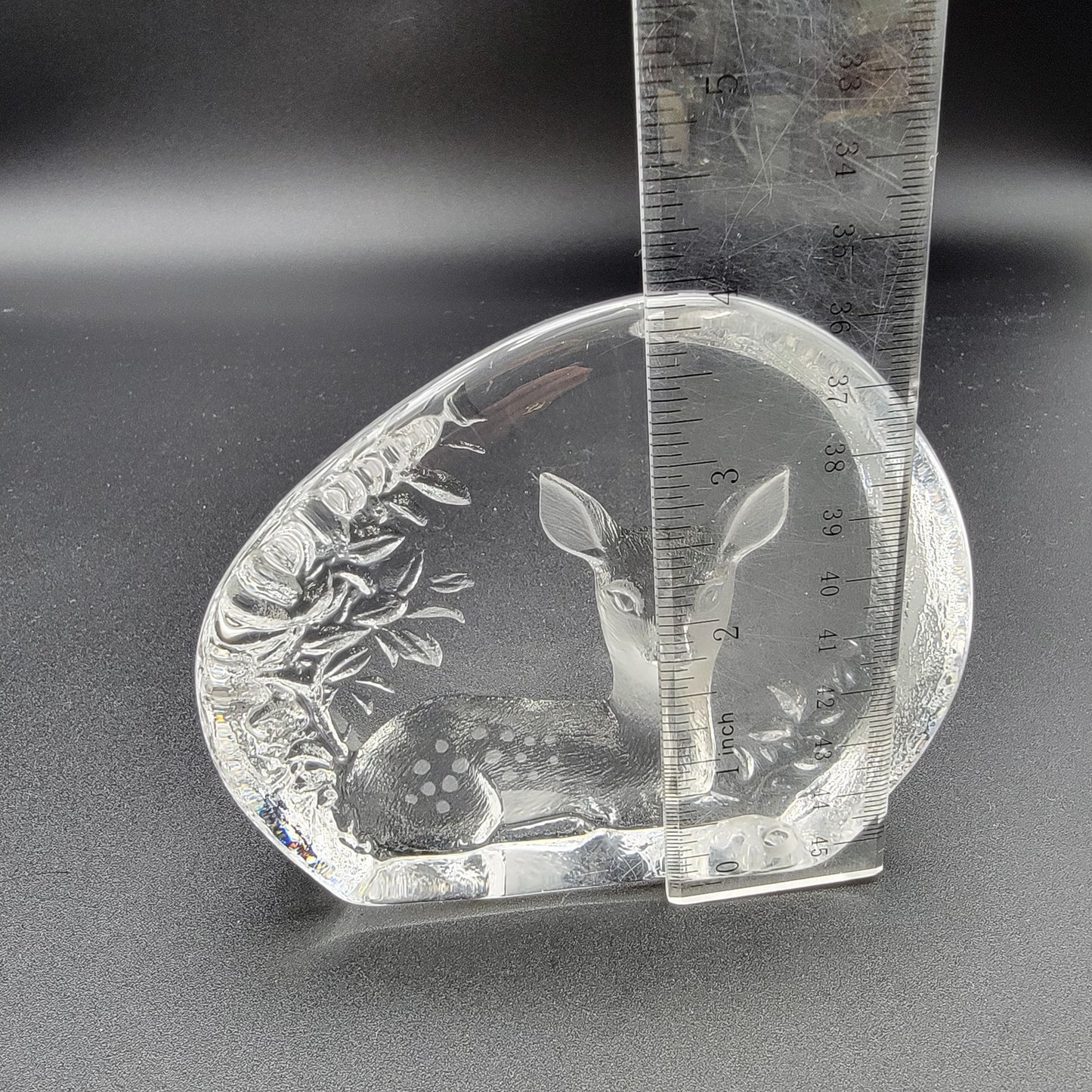 Mats Jonasson Crystal Fawn Deer Paperweight Signed M Jonasson 2280