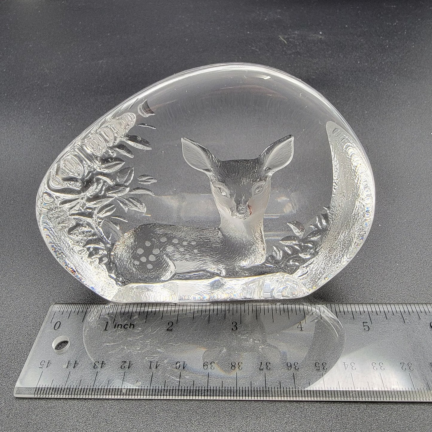 Mats Jonasson Crystal Fawn Deer Paperweight Signed M Jonasson 2280