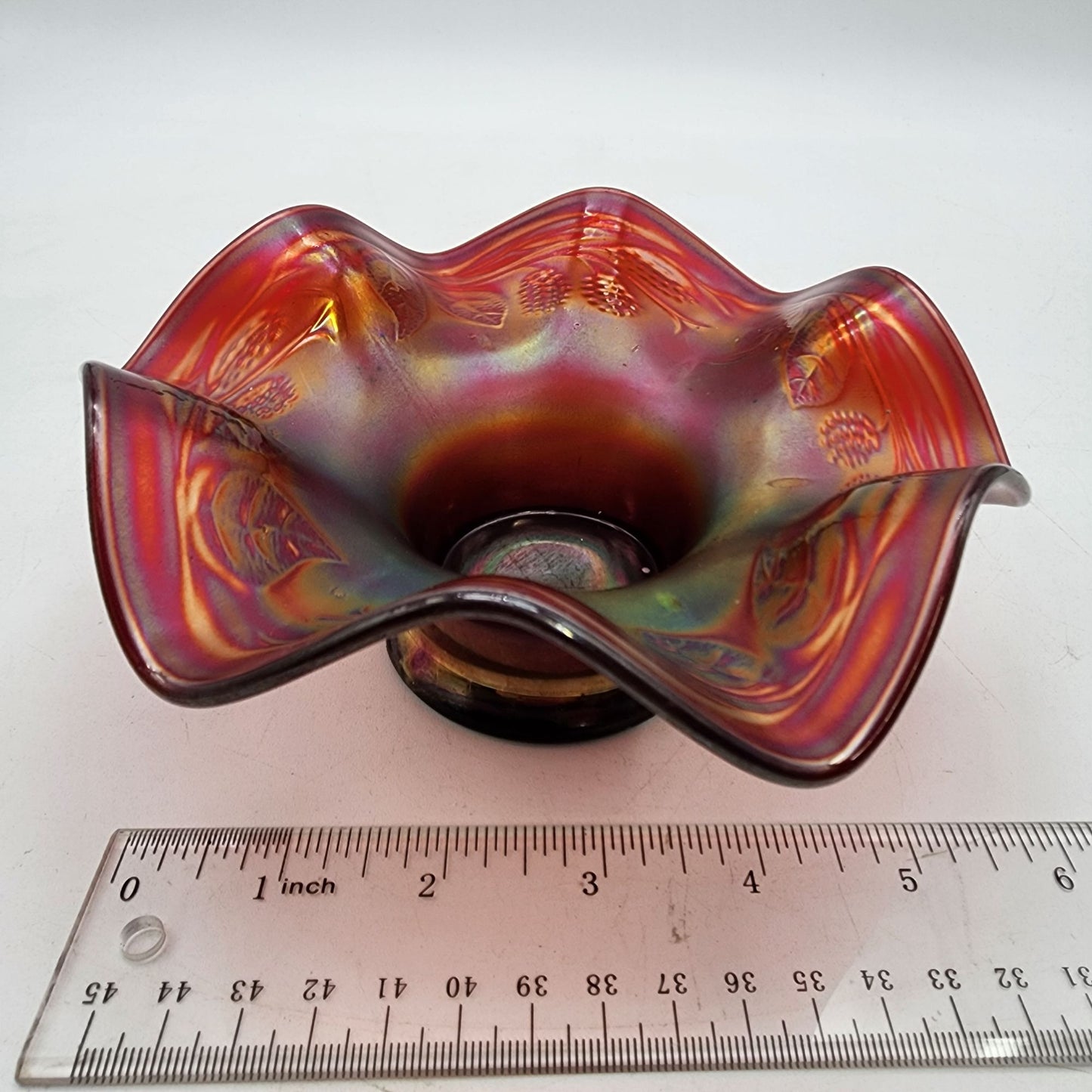 Fenton Blackberry Spray Carnival Glass Hat Bowl